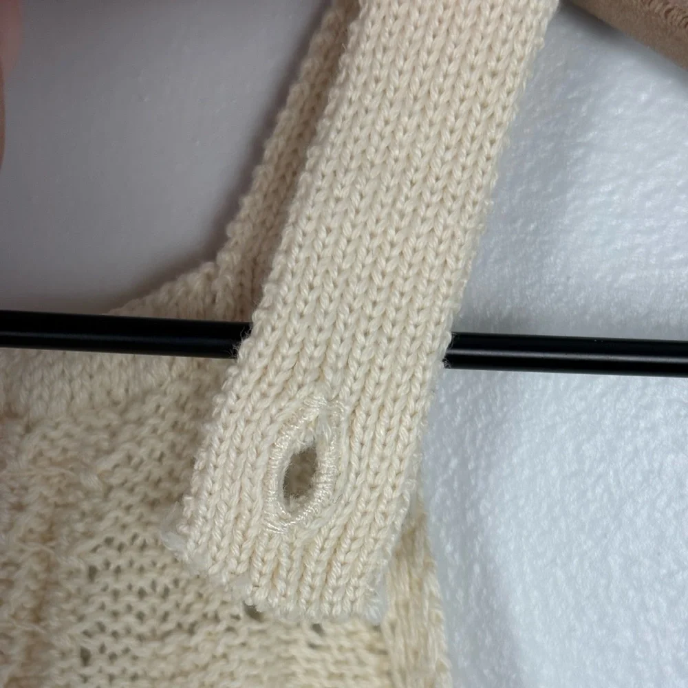 Baby GAP Crochet Sweater Knit Vanilla Cream Boho Indie Vintage-inspired Romper - Picture 11 of 13